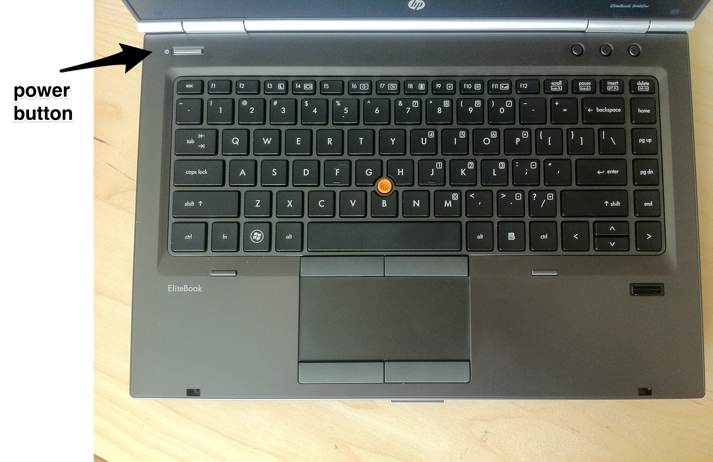 The Power Button turns the Laptop On.
